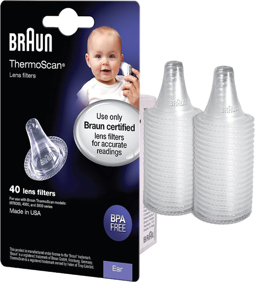 Braun ThermoScan Lens Filters, 40 Count, Replacement Lens Filters for Ear Thermometer
