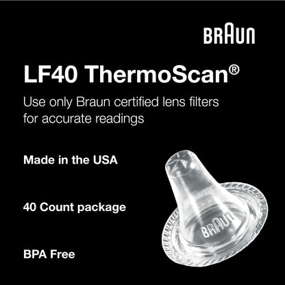 Braun ThermoScan Lens Filters, 40 Count, Replacement Lens Filters for Ear Thermometer - front view