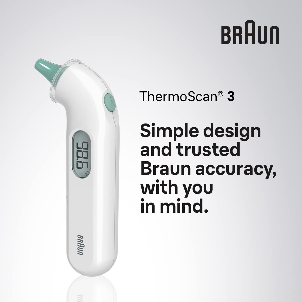 Braun Thermoscan3 Ear Thermometer - size and scale