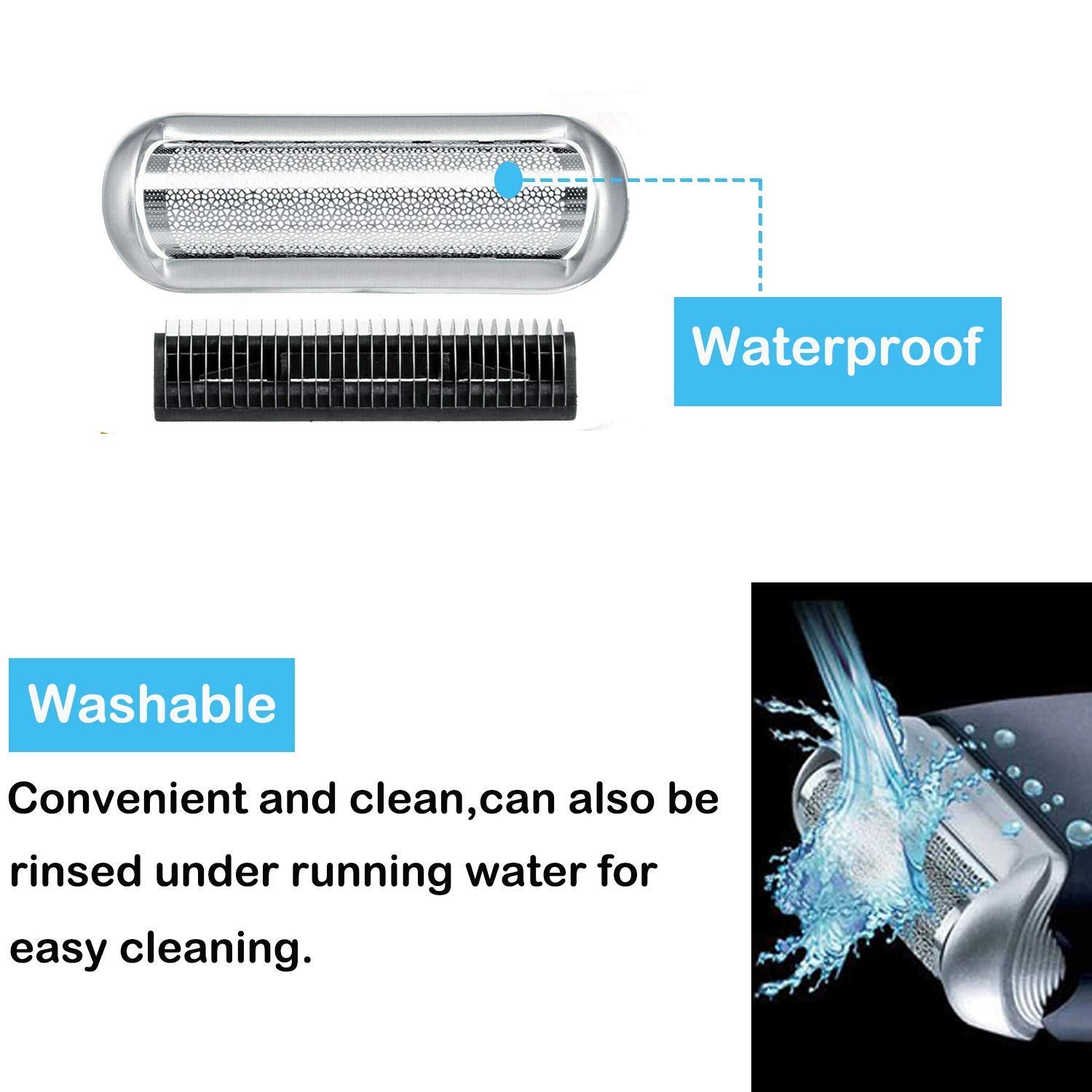Brrnoo Replacement Foil & Cutter for Braun Series 5, 5S Electric Shaver Head, Compatible with Multiple Models - packaging