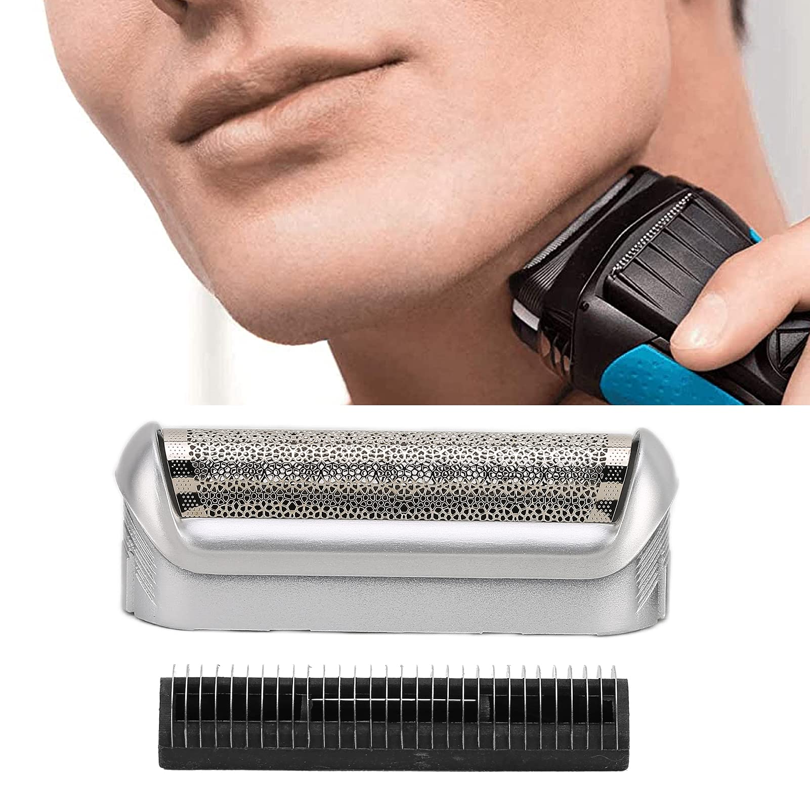 Brrnoo Replacement Foil & Cutter for Braun Series 5, 5S Electric Shaver Head, Compatible with Multiple Models - in use