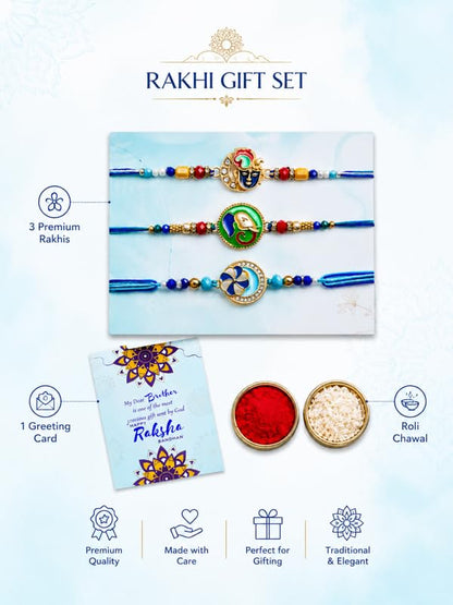 BUC Krishna Ganesh Floral Designer Rakhis Set | Ritual Kit with Card - label detail