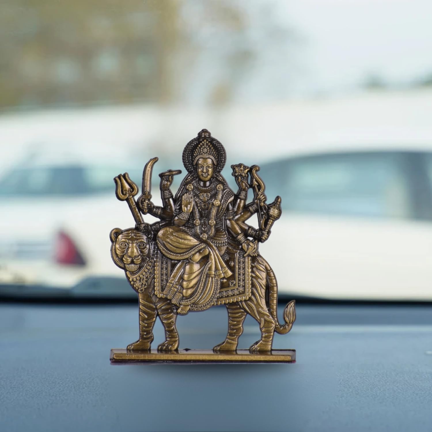BUC Maa Durga Sherawali Dashboard Figurine, Car Decor Idol, Multi-Finish, All Ages (7)