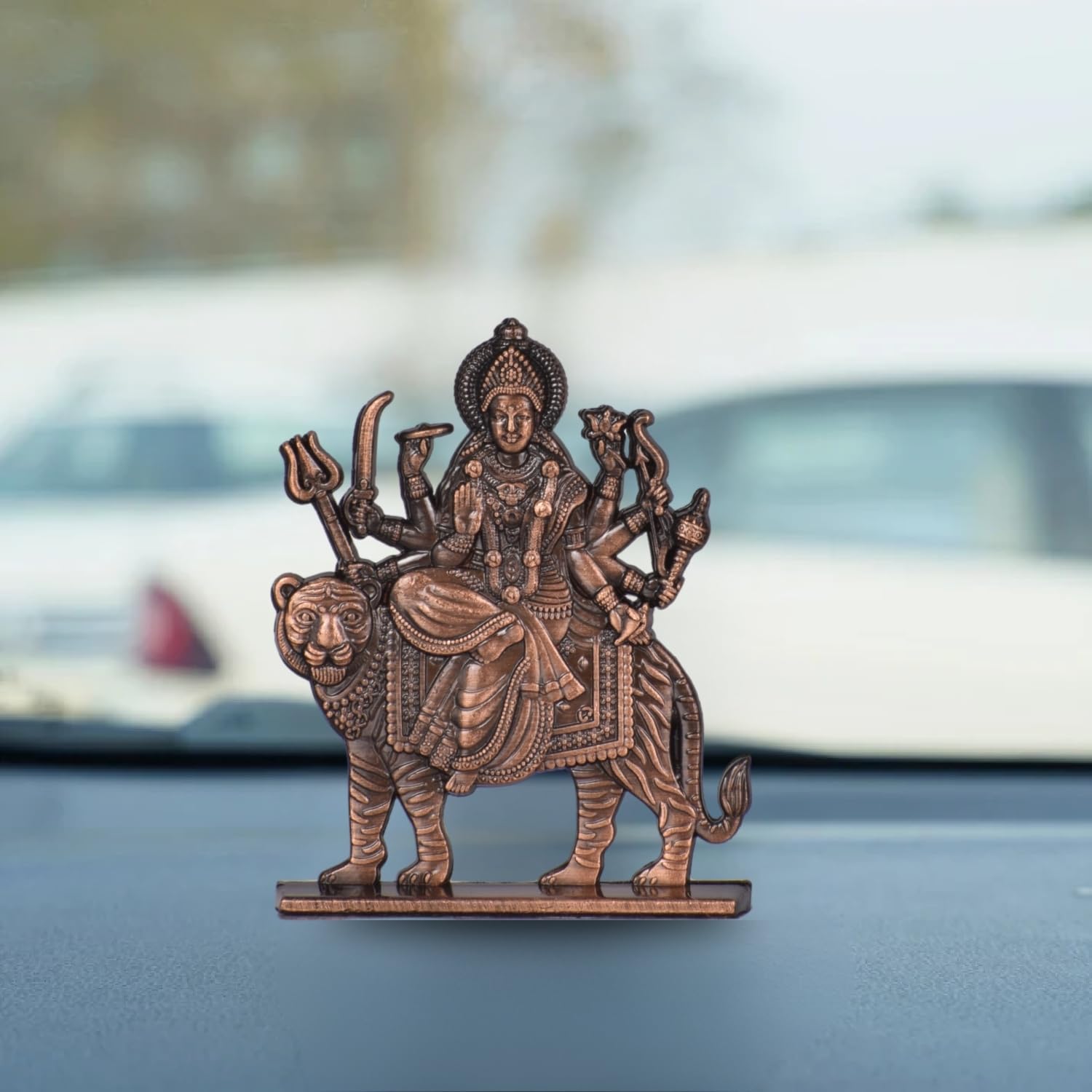 BUC Maa Durga Sherawali Dashboard Figurine, Car Decor Idol, Multi-Finish, All Ages (8)