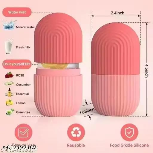 Busaji ENTERPRISE Reusable Silicone Facial Ice Roller, Capsule Ergonomic Design for Cooling Massage - packaging (13)