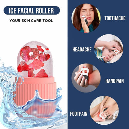 Busaji ENTERPRISE Reusable Silicone Facial Ice Roller, Capsule Ergonomic Design for Cooling Massage - label detail (14)