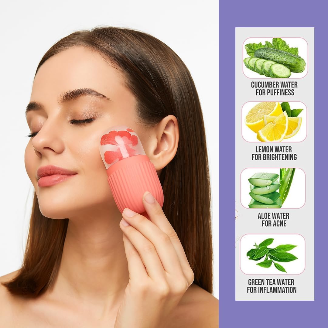 Busaji ENTERPRISE Reusable Silicone Facial Ice Roller, Capsule Ergonomic Design for Cooling Massage - close-up detail (16)
