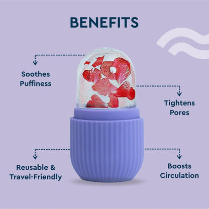 Busaji ENTERPRISE Reusable Silicone Facial Ice Roller, Capsule Ergonomic Design for Cooling Massage - front view (35)