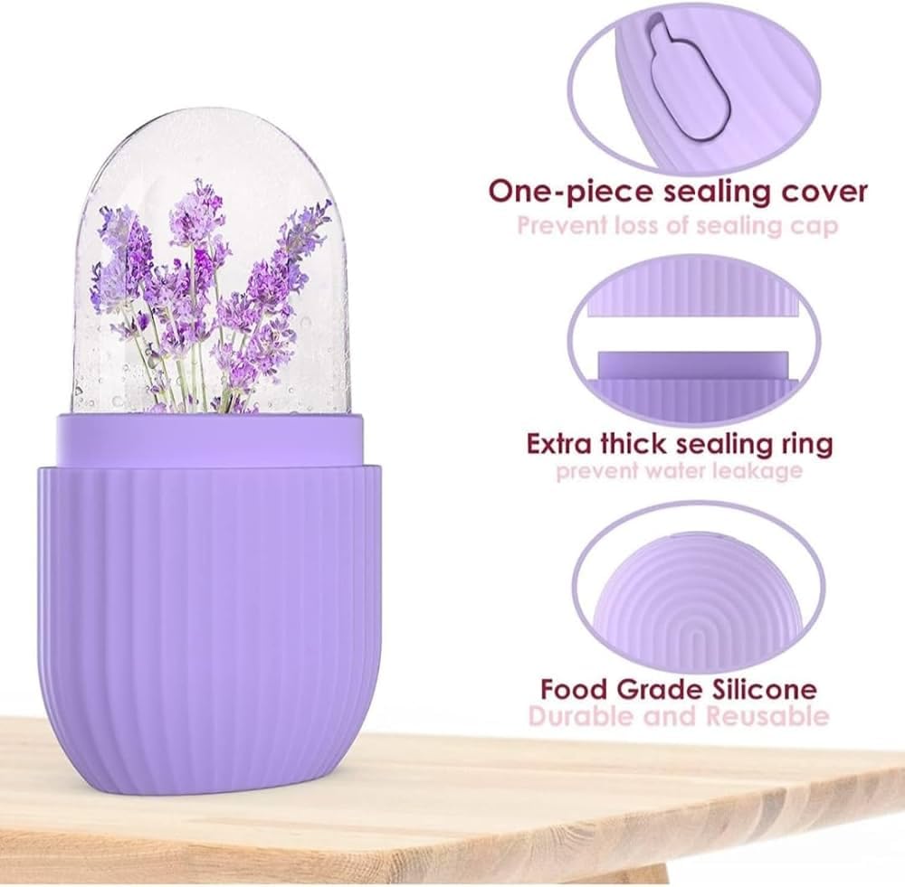 Busaji ENTERPRISE Reusable Silicone Facial Ice Roller, Capsule Ergonomic Design for Cooling Massage - close-up detail (40)