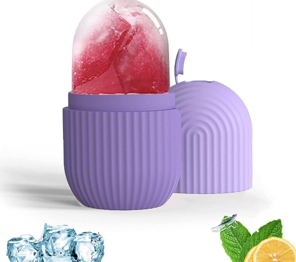 Busaji ENTERPRISE Reusable Silicone Facial Ice Roller, Capsule Ergonomic Design for Cooling Massage - in use (41)