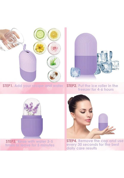 Busaji ENTERPRISE Reusable Silicone Facial Ice Roller, Capsule Ergonomic Design for Cooling Massage - size and scale (42)