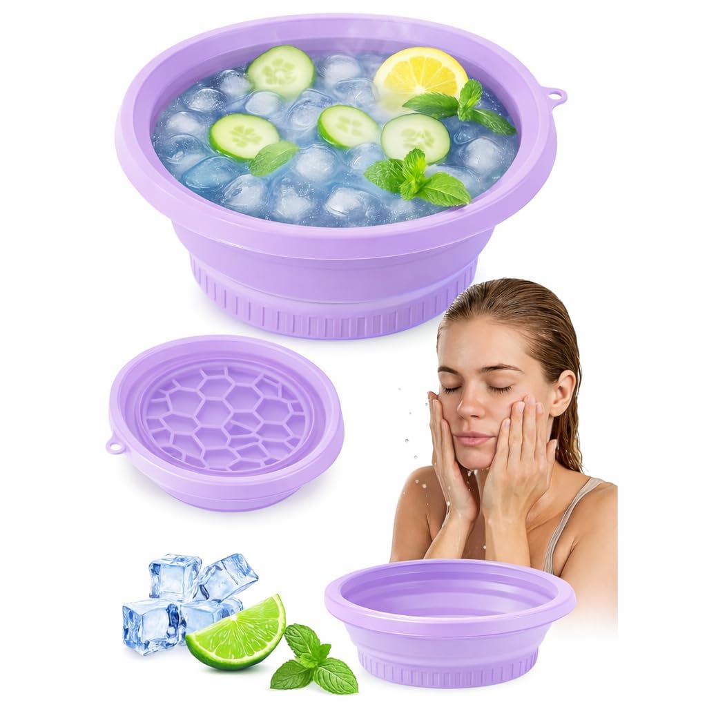 Busaji ENTERPRISE Reusable Silicone Facial Ice Roller, Capsule Ergonomic Design for Cooling Massage - front view (44)