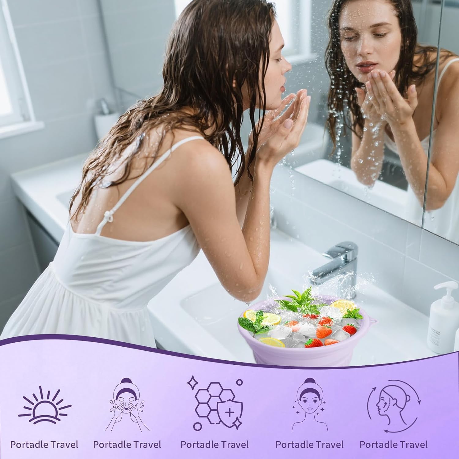 Busaji ENTERPRISE Reusable Silicone Facial Ice Roller, Capsule Ergonomic Design for Cooling Massage - close-up detail (49)