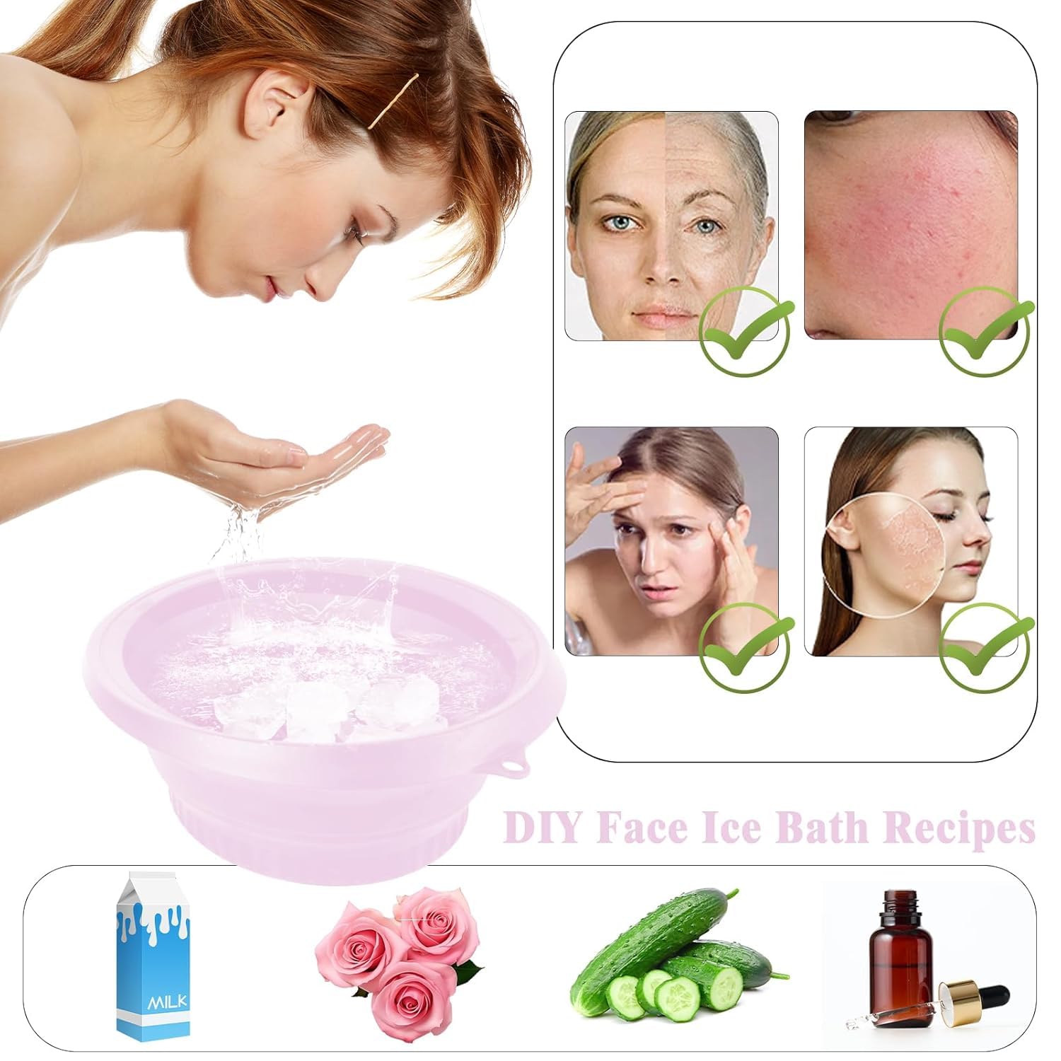 Busaji ENTERPRISE Reusable Silicone Facial Ice Roller, Capsule Ergonomic Design for Cooling Massage - in use (50)