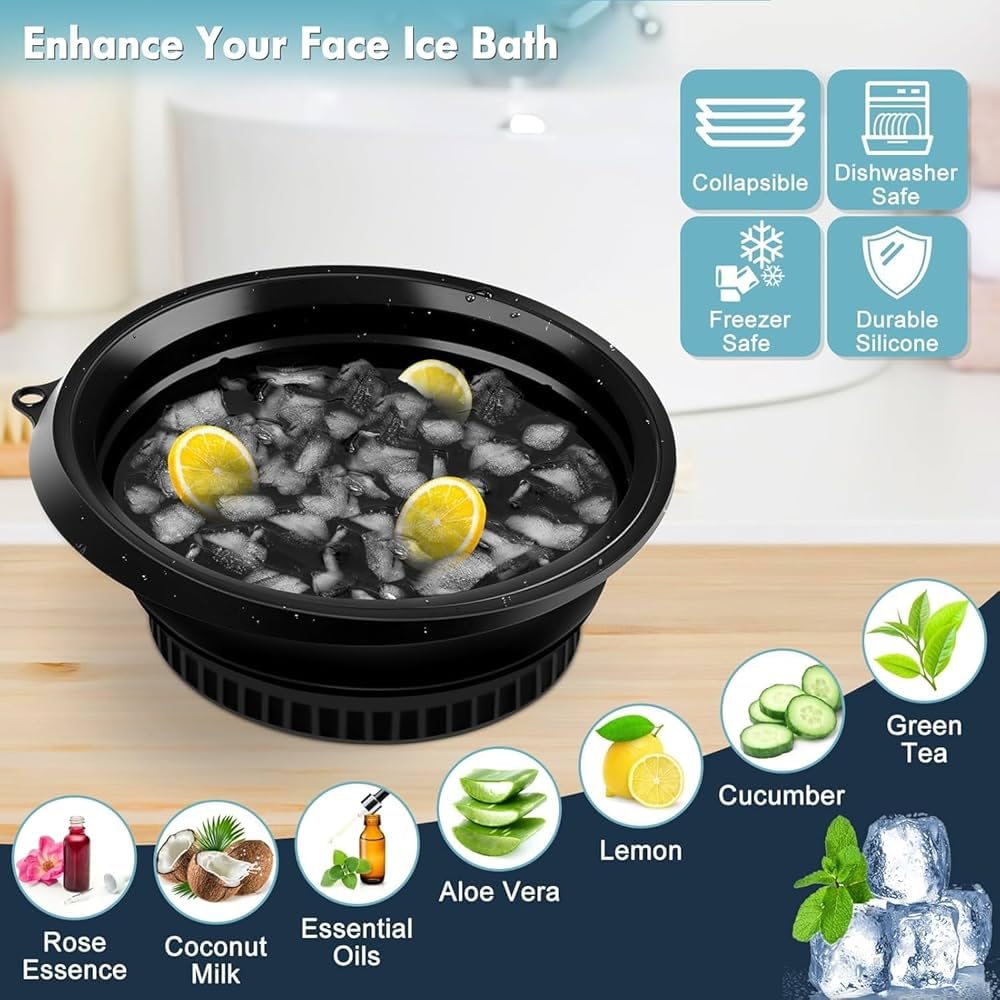 Busaji ENTERPRISE Reusable Silicone Facial Ice Roller, Capsule Ergonomic Design for Cooling Massage - in use