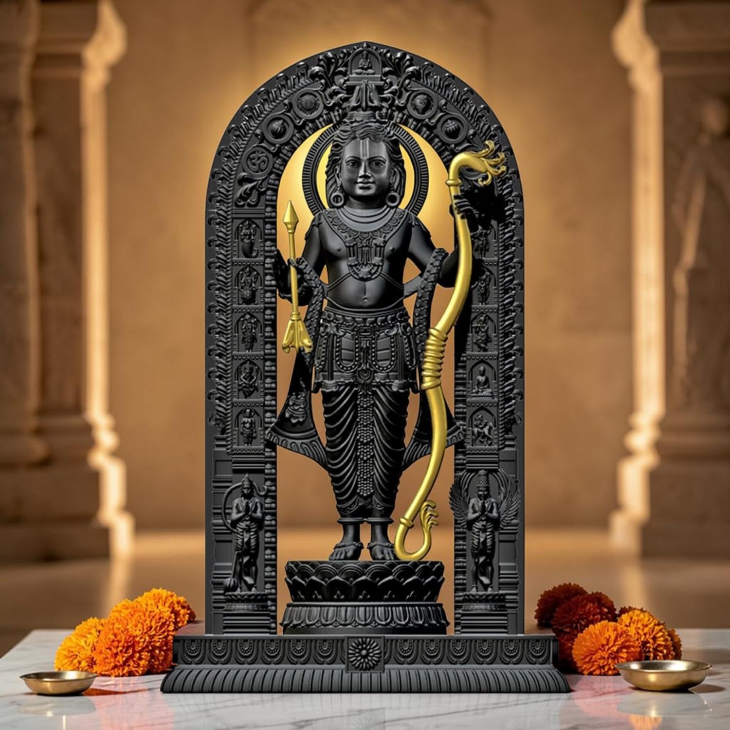 BUYIT9 Shri Ram Lalla Ayodhya Idol Statue, Figurine for Home Temple Decor, Available in Multiple Sizes (16)