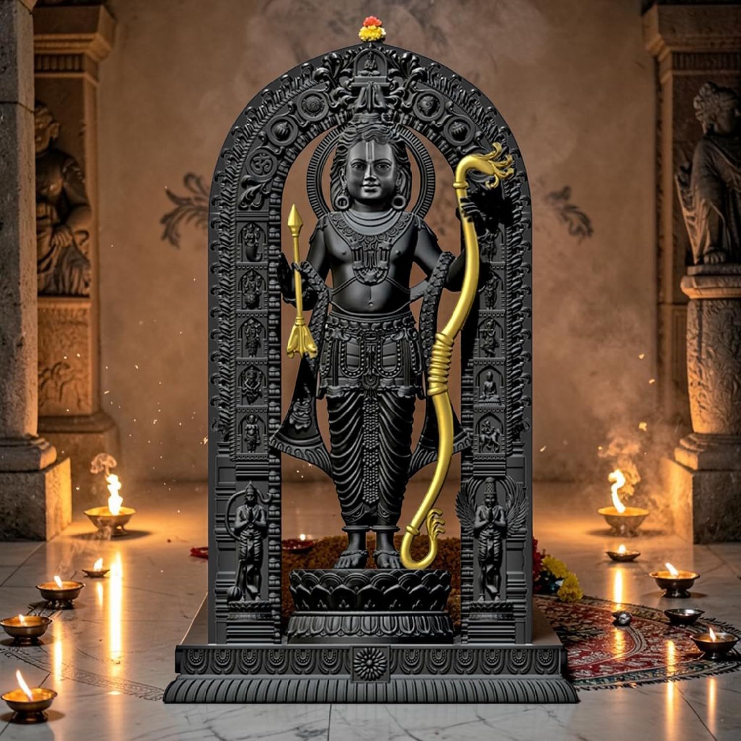 BUYIT9 Shri Ram Lalla Ayodhya Idol Statue, Figurine for Home Temple Decor, Available in Multiple Sizes - front view (17)