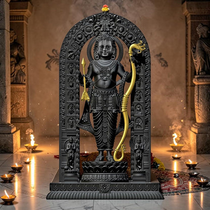 BUYIT9 Shri Ram Lalla Ayodhya Idol Statue, Figurine for Home Temple Decor, Available in Multiple Sizes - front view (17)