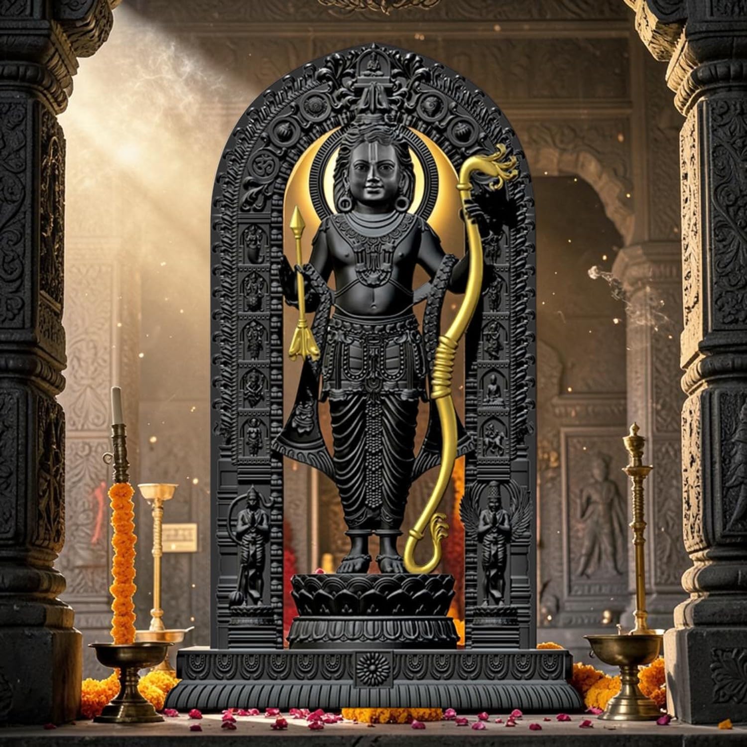 BUYIT9 Shri Ram Lalla Ayodhya Idol Statue, Figurine for Home Temple Decor, Available in Multiple Sizes - back view (18)