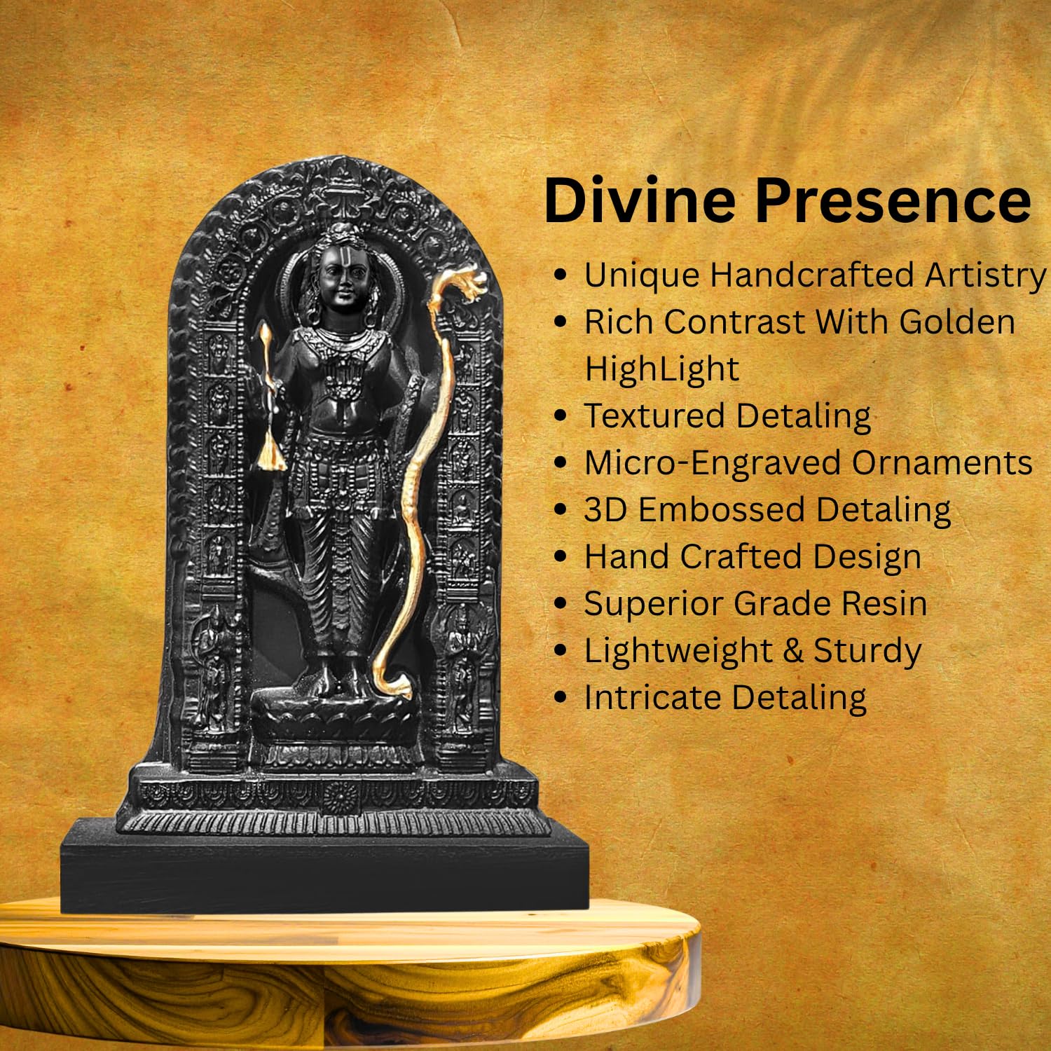 BUYIT9 Shri Ram Lalla Ayodhya Idol Statue, Figurine for Home Temple Decor, Available in Multiple Sizes - front view