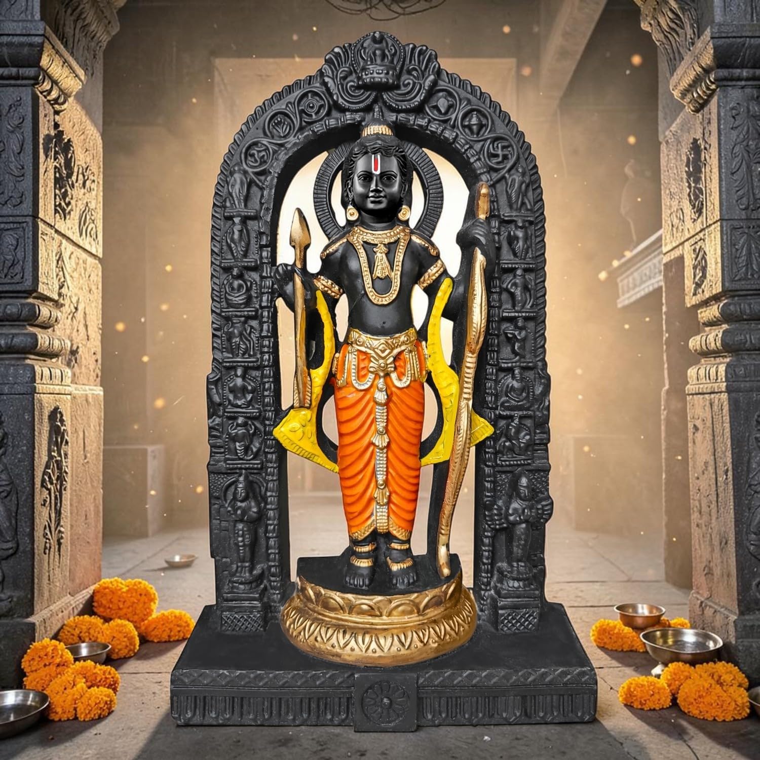 BUYIT9 Shri Ram Lalla Ayodhya Idol Statue, Figurine for Home Temple Decor, Available in Multiple Sizes (22)