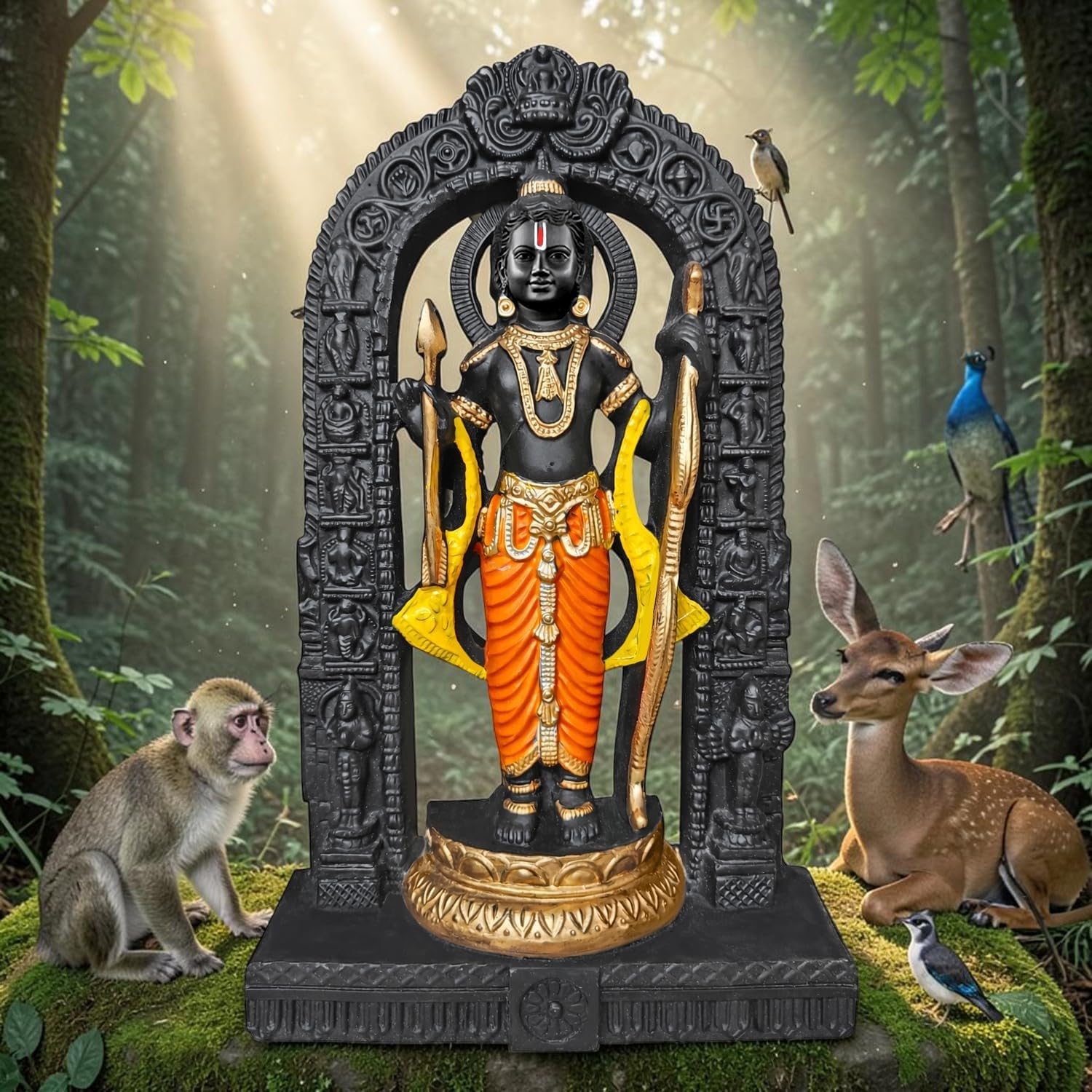 BUYIT9 Shri Ram Lalla Ayodhya Idol Statue, Figurine for Home Temple Decor, Available in Multiple Sizes - front view (23)