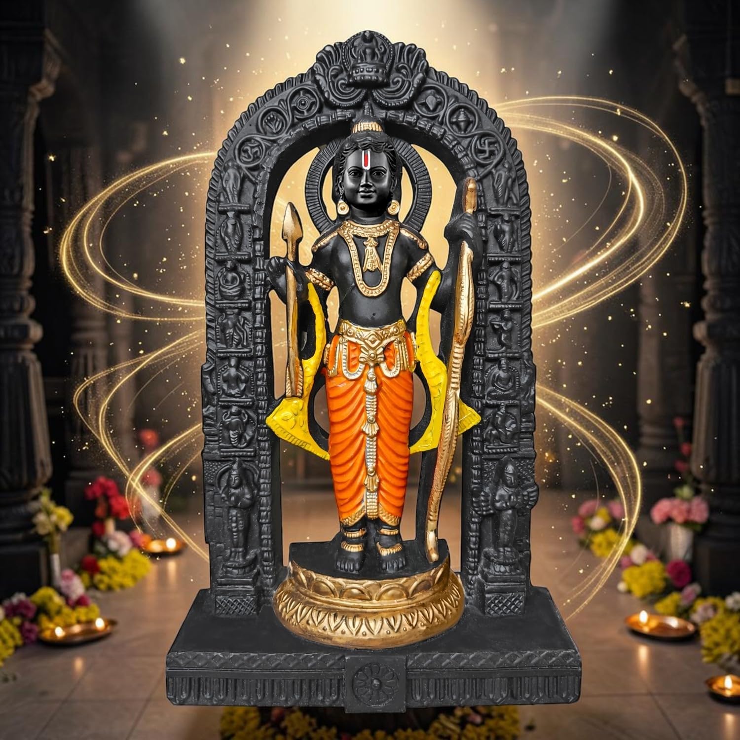 BUYIT9 Shri Ram Lalla Ayodhya Idol Statue, Figurine for Home Temple Decor, Available in Multiple Sizes - back view (24)