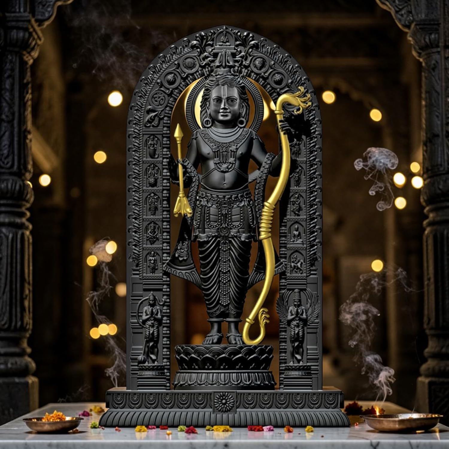 BUYIT9 Shri Ram Lalla Ayodhya Idol Statue, Figurine for Home Temple Decor, Available in Multiple Sizes - front view (8)
