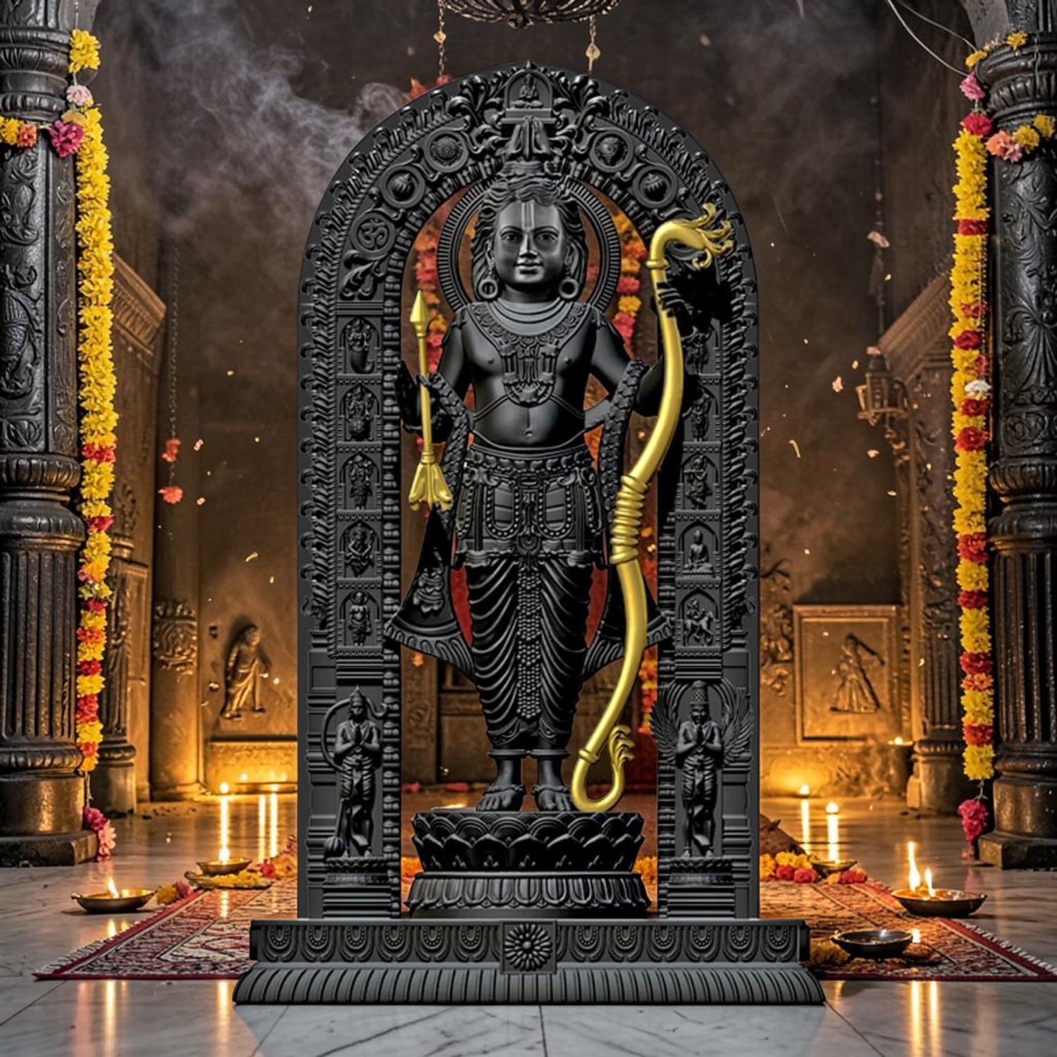 BUYIT9 Shri Ram Lalla Ayodhya Idol Statue, Figurine for Home Temple Decor, Available in Multiple Sizes - back view (9)