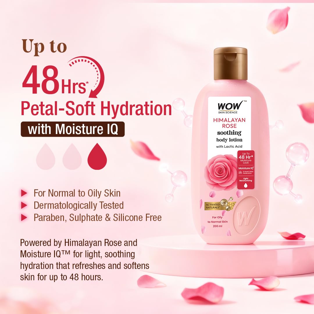 BUYWOW WOW Skin Science Himalayan Rose Body Lotion, 400mL, with Rose Water and Beetroot Extract, for Normal to Oily Skin - ba