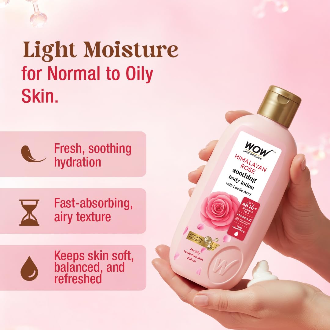 BUYWOW WOW Skin Science Himalayan Rose Body Lotion, 400mL, with Rose Water and Beetroot Extract, for Normal to Oily Skin - pa