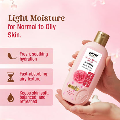 BUYWOW WOW Skin Science Himalayan Rose Body Lotion, 400mL, with Rose Water and Beetroot Extract, for Normal to Oily Skin - pa