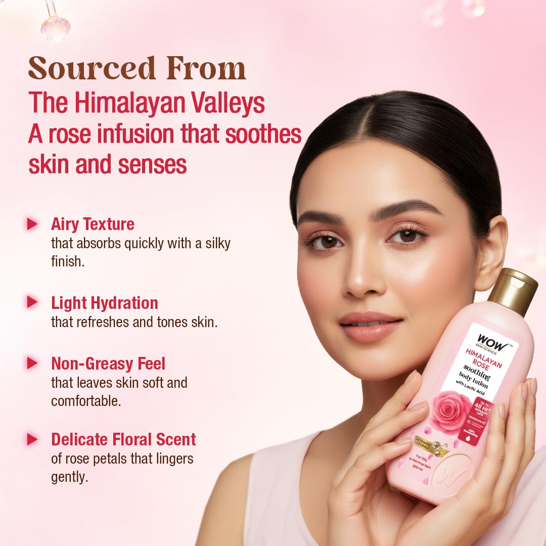 BUYWOW WOW Skin Science Himalayan Rose Body Lotion, 400mL, with Rose Water and Beetroot Extract, for Normal to Oily Skin - in