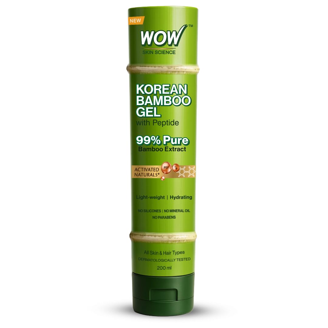 BUYWOW WOW Skin Science Korean Bamboo Gel with Peptide, 99% Pure Bamboo Extract, 200ml, Face & Hair Moisturizer