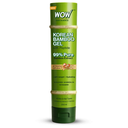 BUYWOW WOW Skin Science Korean Bamboo Gel with Peptide, 99% Pure Bamboo Extract, 200ml, Face & Hair Moisturizer