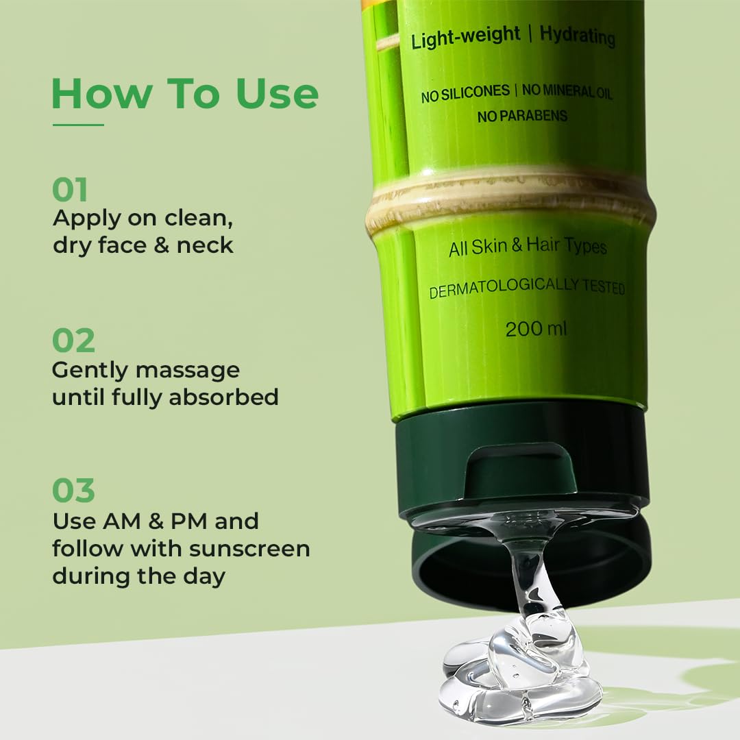 BUYWOW WOW Skin Science Korean Bamboo Gel with Peptide, 99% Pure Bamboo Extract, 200ml, Face & Hair Moisturizer - front view