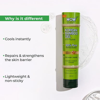 BUYWOW WOW Skin Science Korean Bamboo Gel with Peptide, 99% Pure Bamboo Extract, 200ml, Face & Hair Moisturizer - back view