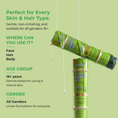 BUYWOW WOW Skin Science Korean Bamboo Gel with Peptide, 99% Pure Bamboo Extract, 200ml, Face & Hair Moisturizer - packaging