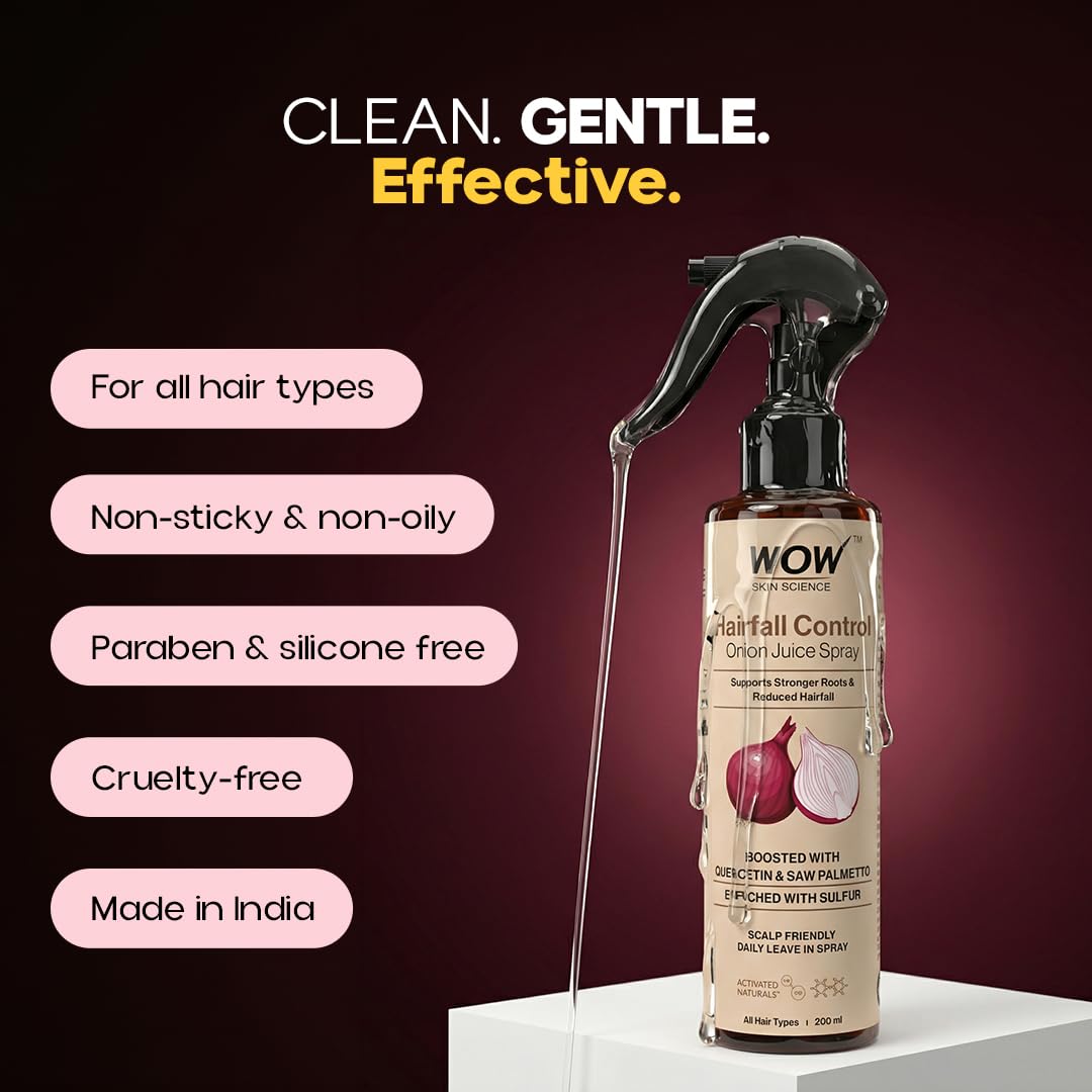 BUYWOW WOW Skin Science Onion Juice Spray with Quercetin, Saw Palmetto & Sulfur, Leave-In Scalp Spray, 200ml - close-up detai