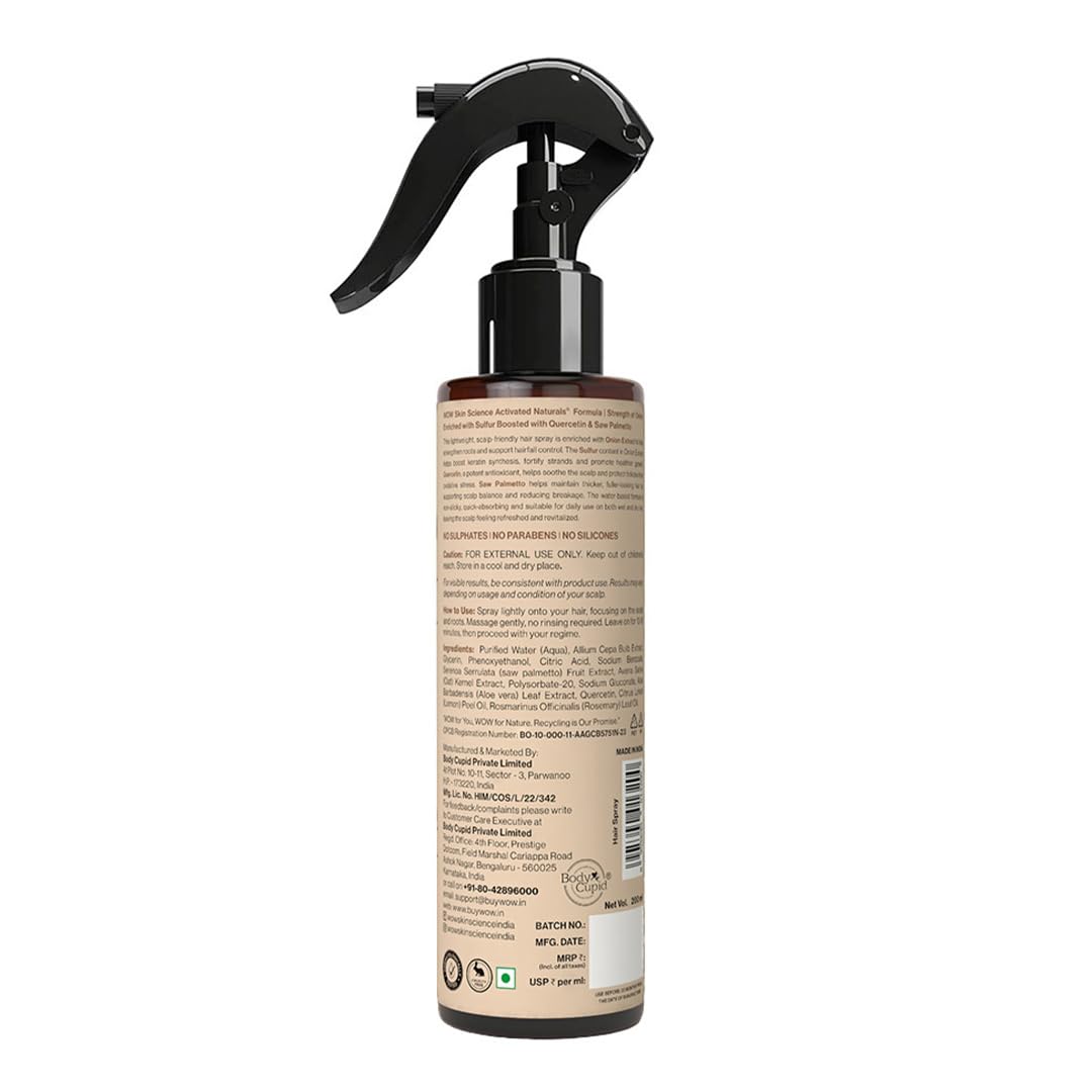 BUYWOW WOW Skin Science Onion Juice Spray with Quercetin, Saw Palmetto & Sulfur, Leave-In Scalp Spray, 200ml - in use