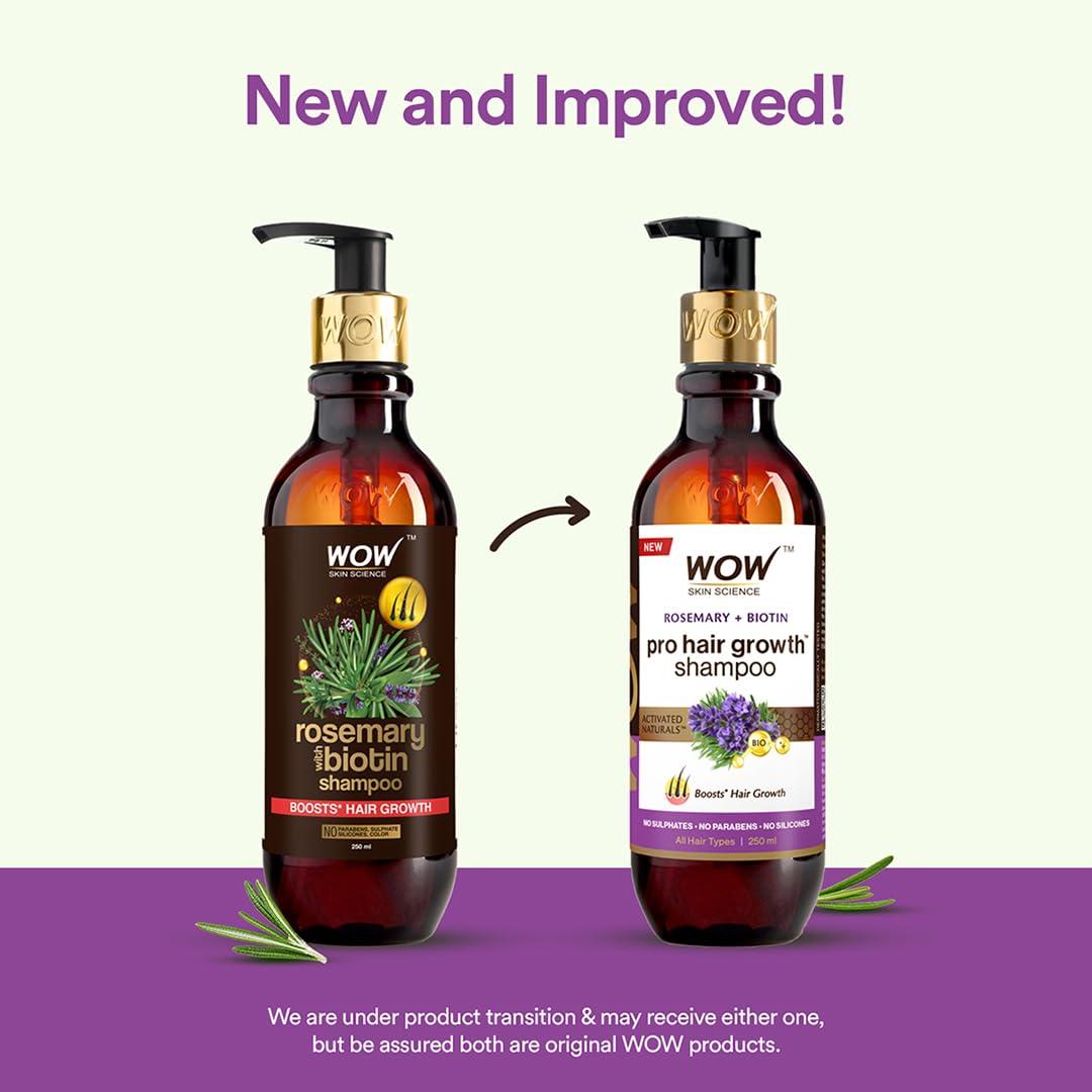 BUYWOW WOW Skin Science Rosemary & Biotin Shampoo, 250ml, Unisex Hair Cleanser - front view