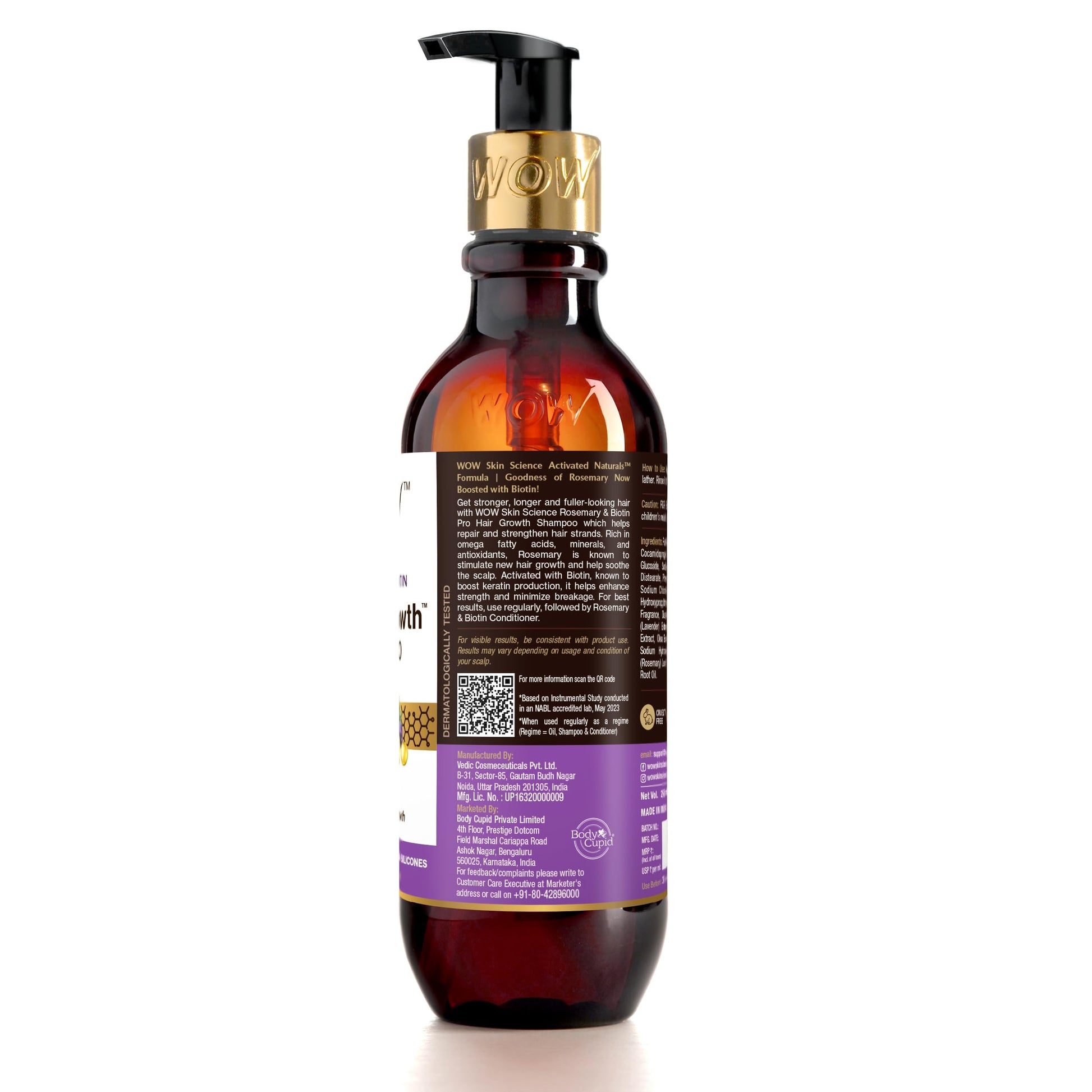 BUYWOW WOW Skin Science Rosemary & Biotin Shampoo, 250ml, Unisex Hair Cleanser - close-up detail