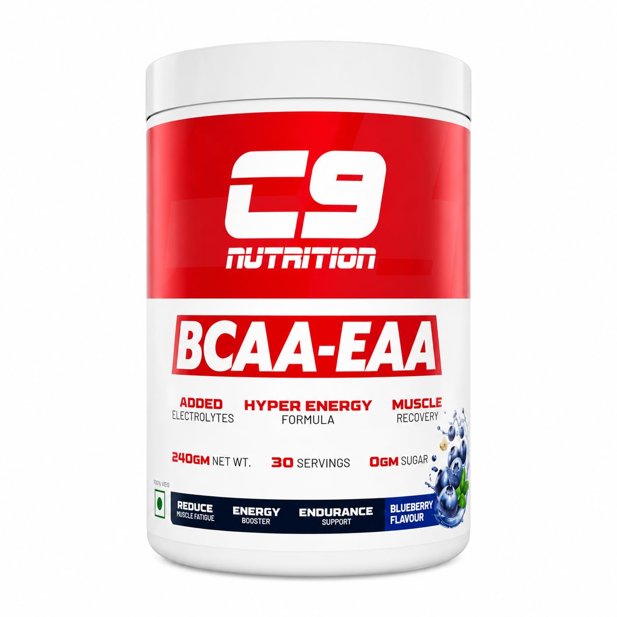 C9 Nutrition BCAA + EAA Powder, 30 Servings, 300g, Sugar-Free, Non-GMO, Gluten-Free