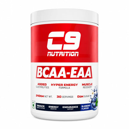 C9 Nutrition BCAA + EAA Powder, 30 Servings, 300g, Sugar-Free, Non-GMO, Gluten-Free