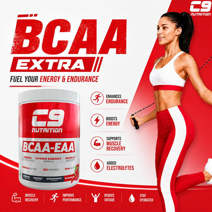 C9 Nutrition BCAA + EAA Powder, 30 Servings, 300g, Sugar-Free, Non-GMO, Gluten-Free - label detail (12)