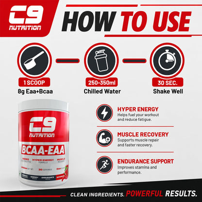 C9 Nutrition BCAA + EAA Powder, 30 Servings, 300g, Sugar-Free, Non-GMO, Gluten-Free - packaging (24)