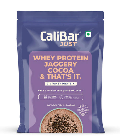 CaliBar Just Chocolate Whey Protein Powder, 700g, 20 Servings, Natural Whey Concentrate with Cocoa and Jaggery