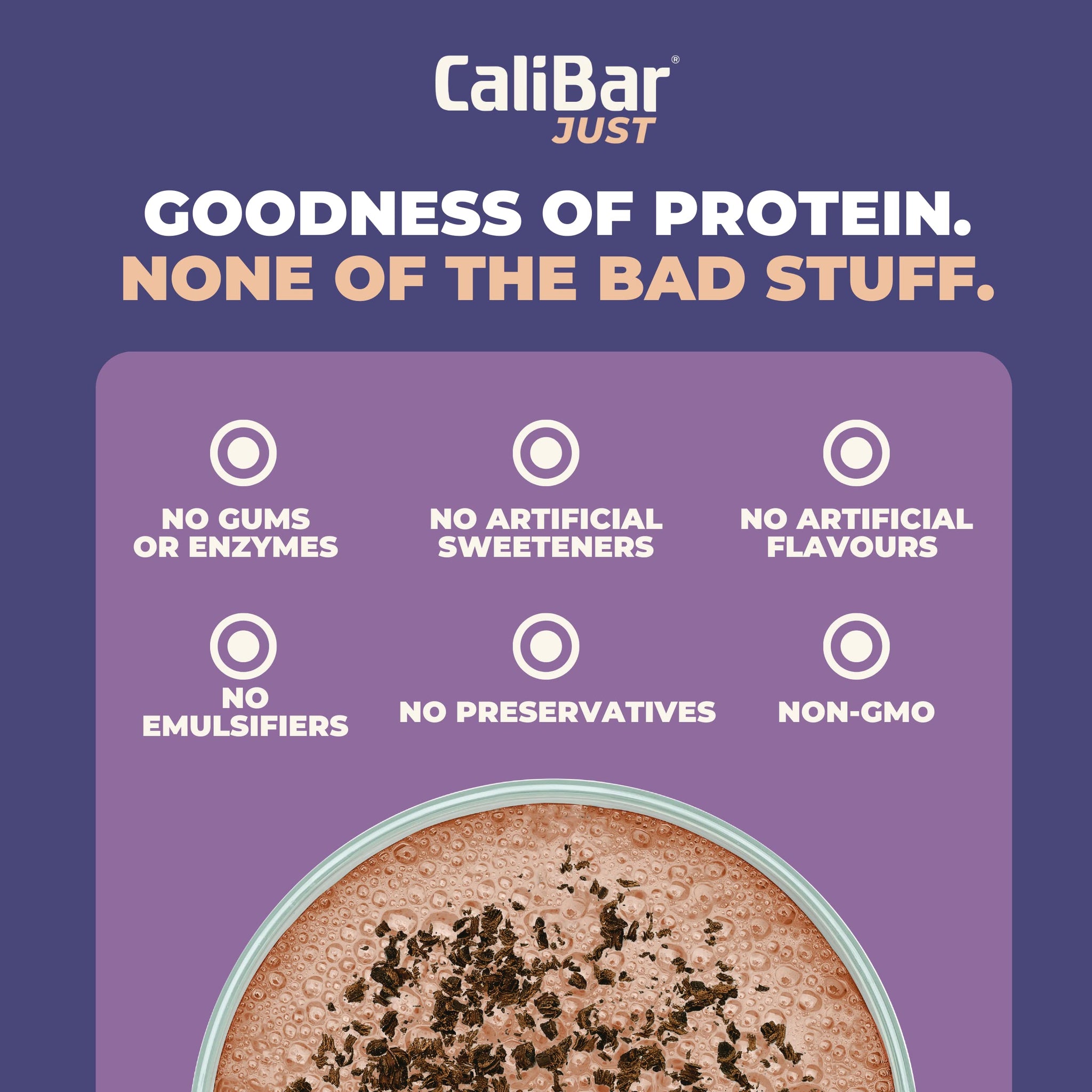 CaliBar Just Chocolate Whey Protein Powder, 700g, 20 Servings, Natural Whey Concentrate with Cocoa and Jaggery - front view
