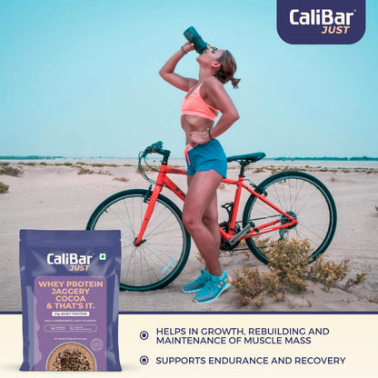 CaliBar Just Chocolate Whey Protein Powder, 700g, 20 Servings, Natural Whey Concentrate with Cocoa and Jaggery - ingredients