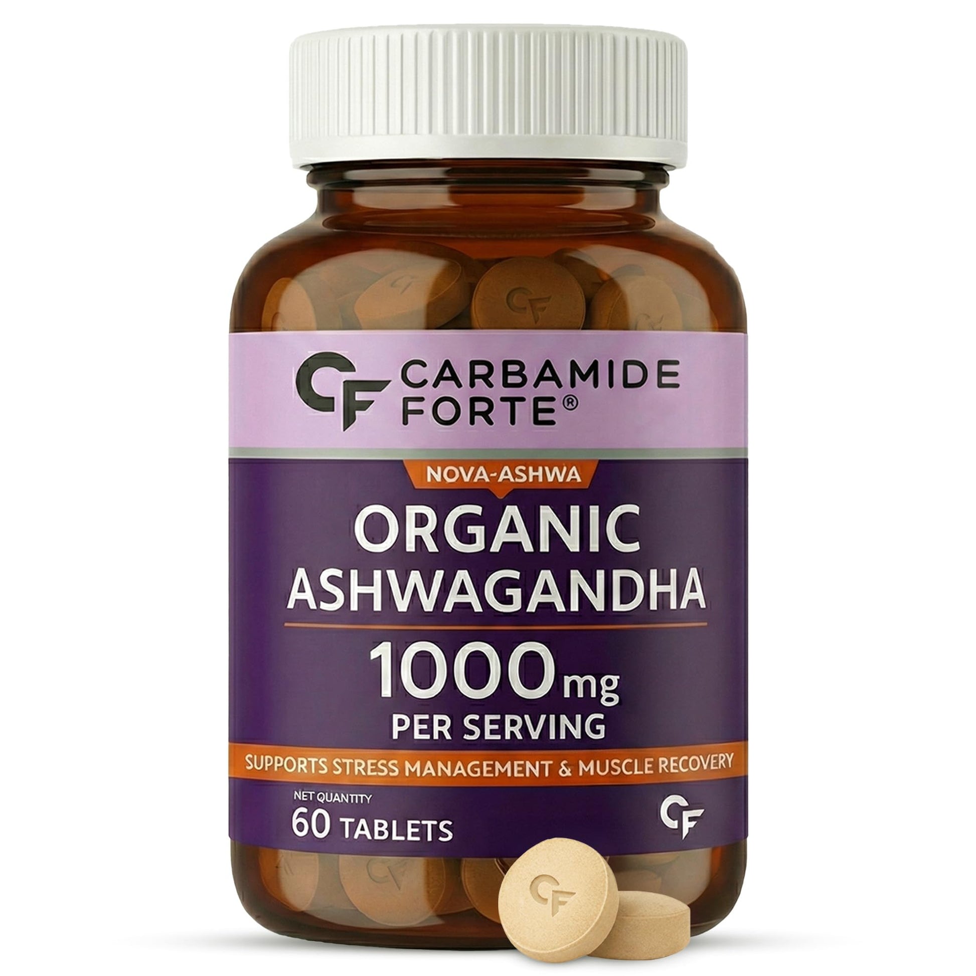 Carbamide Forte Ashwagandha Tablets 1000mg, Organic Root Extract, 60 Count, Adult Supplement